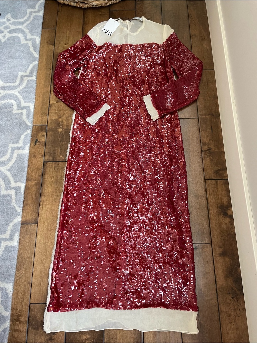 NWT Zara Red Sequin Dress Size S